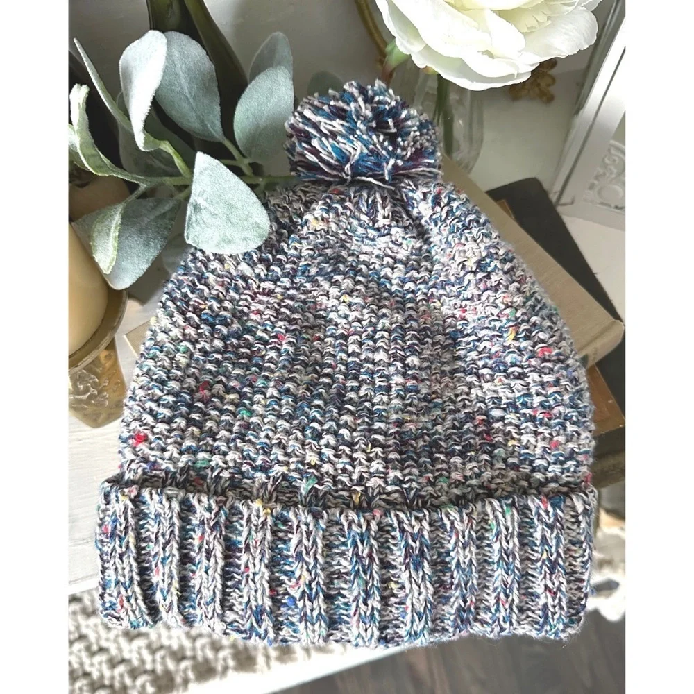 Knit blue multi colored hat